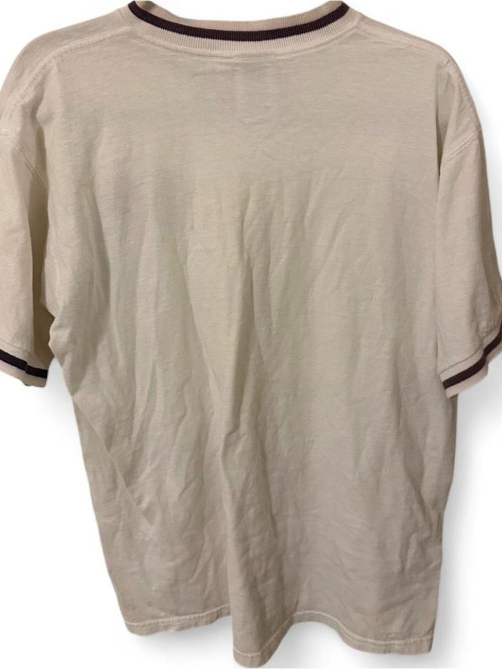 Rare Vintage Pro Player Cream Yankees V-Neck Shirt with Brown Trim - Picture 3 of 3
